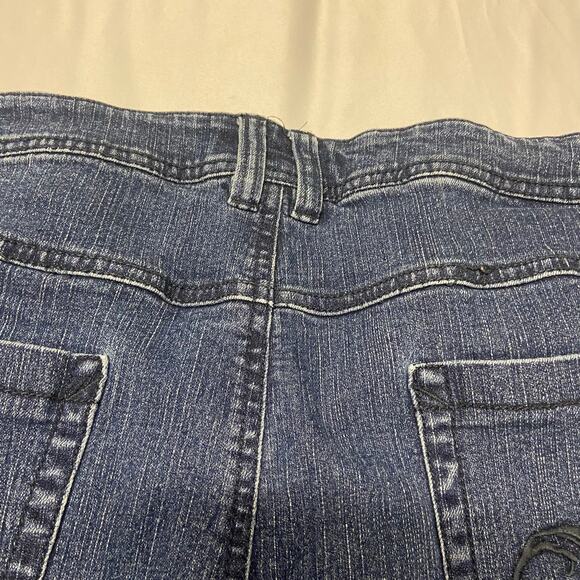 Faded Glory Jeans Stretch Med Stone Dark Blue Bling Pocket Plus Size 22W - Picture 9 of 12